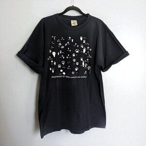 Alere vtg 90s USA made paper tag Footprints of North America Mammals tee M's XL